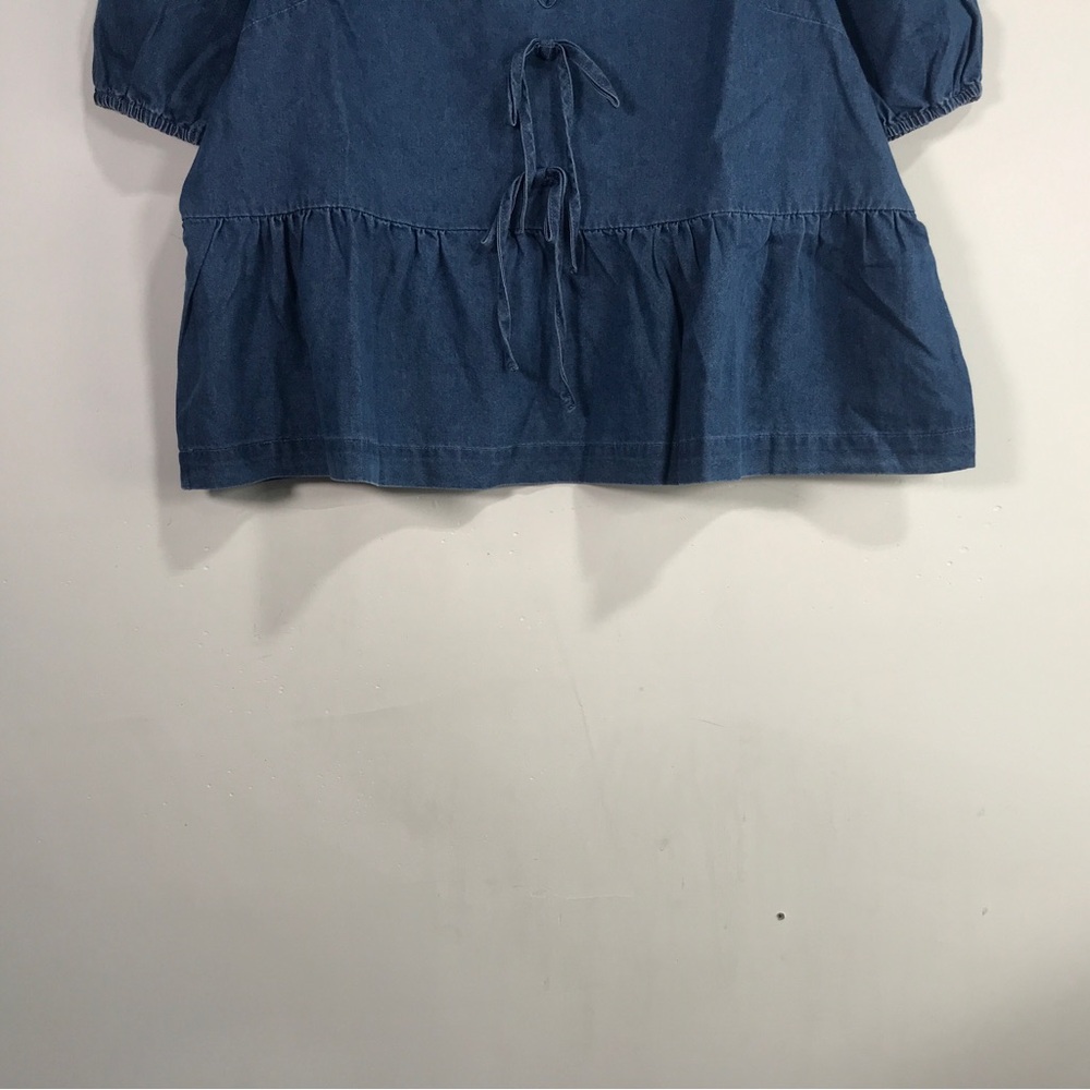 Pink Lily Short Sleeve Denim Shirt, Women's Size L - Blue - Picture 5 of 8
